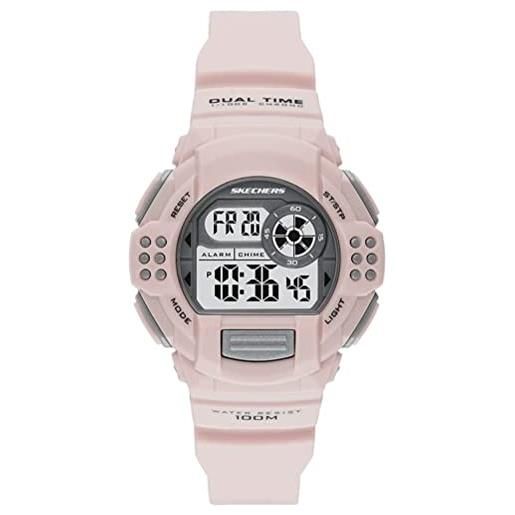 Skechers orologio lampson donna, movimento digitale, cassa in poliuretano rosa da 42 mm con cinturino in poliuretano, sr2120