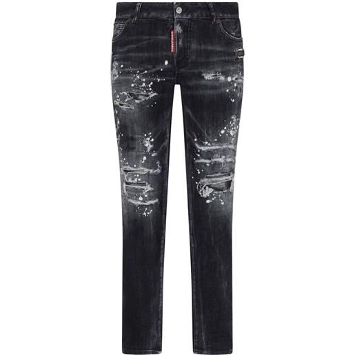 Dsquared2 jeans con effetto vernice - nero