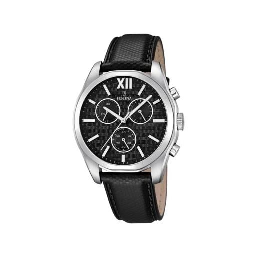 Festina-orologio da uomo al quarzo con display con cronografo e cinturino in pelle nera f16860/1