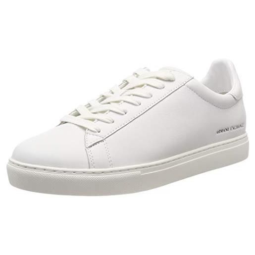 Armani Exchange lace up sneaker, scarpe da ginnastica basse uomo, bianco (white 00001), 40 eu