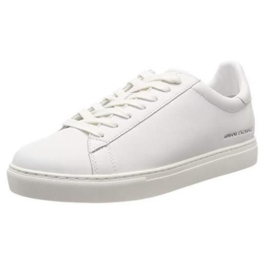 Armani Exchange lace up sneaker, scarpe da ginnastica basse uomo, bianco (white 00001), 43 eu