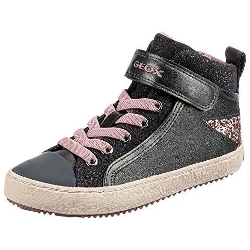 Geox j kalispera girl m, sneakers bambine e ragazze, grigio/rosa (grey/rose), 37 eu