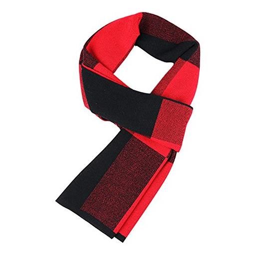 WANYING sciarpa uomo giovane autunno inverno 6% lana morbido business 180 × 30 cm a quadri rosso nero