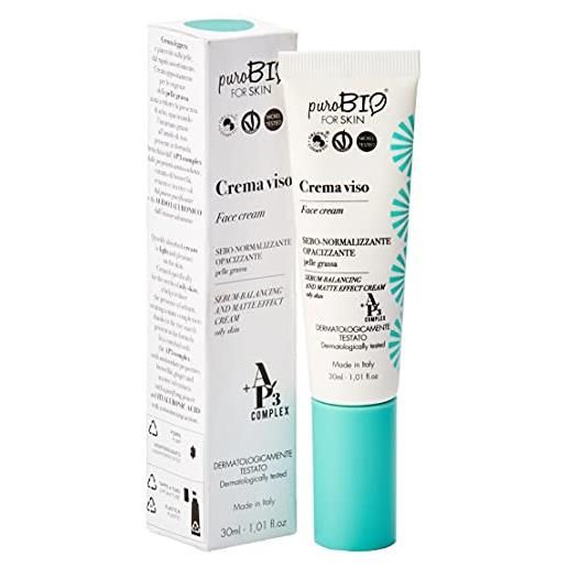 Purobio crema viso sebo-normalizzante opacizzante per pelle grassa - 30 ml