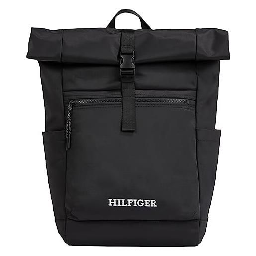Tommy Hilfiger zaino uomo monotype rolltop bagaglio a mano, multicolore (black), taglia unica