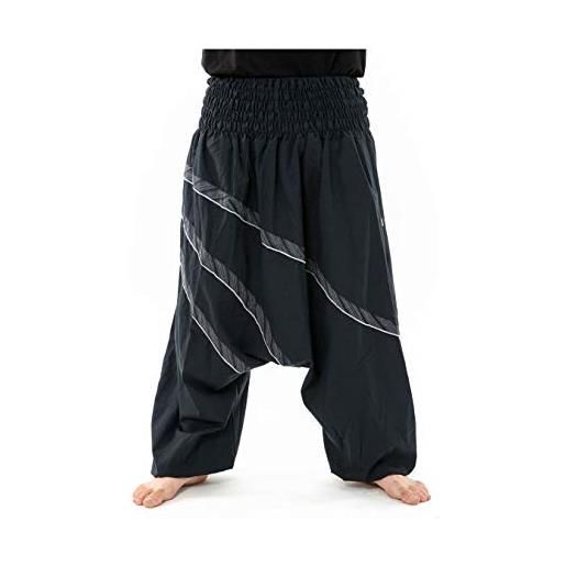 FANTAZIA pantaloni harem taglia larga cintura elastica andaman - taglia unica nero, nero , taglia unica