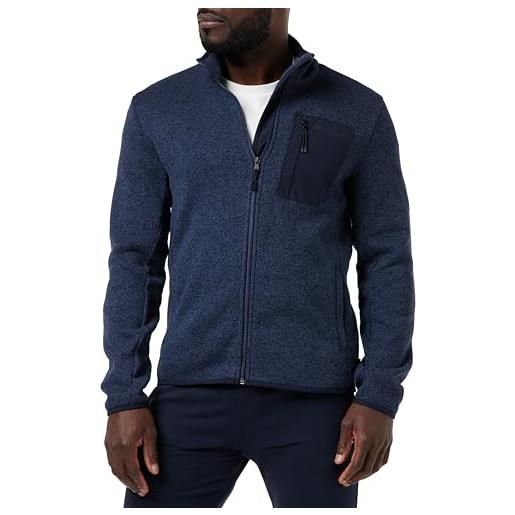 Champion legacy outdoor polar - soft tech fleece full zip felpa, blu marino melange, m uomo fw23