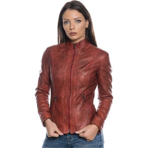 Leather Trend zara - giacca donna bordeaux in vera pelle