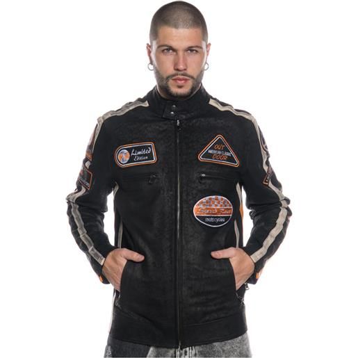 Leather Trend motociclista uomo - biker uomo nero effetto antichizzato in vera pelle