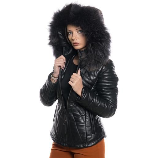 Leather Trend nika - piumino donna nero in vera pelle