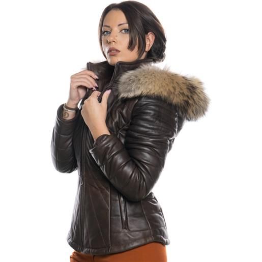 Leather Trend nika - piumino donna testa di moro in vera pelle