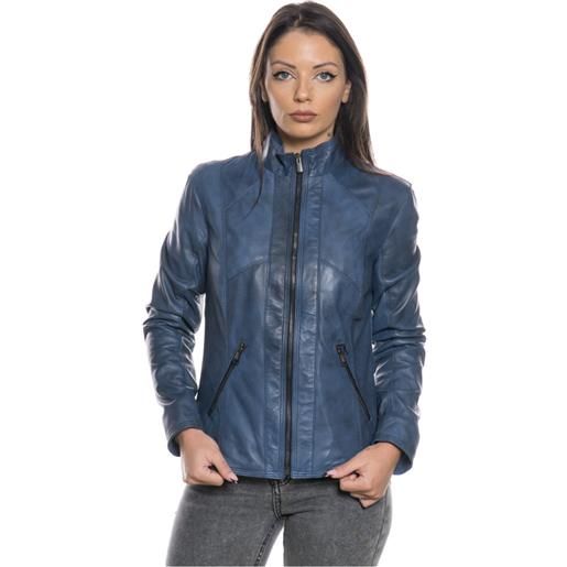 Leather Trend zara - giacca donna blu in vera pelle