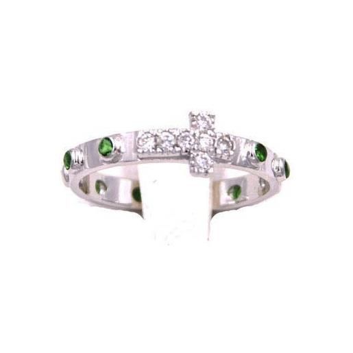 Raiola Gioielli anello rosario in argento pietre verdi anr2