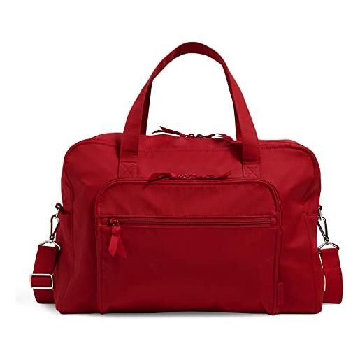 Vera Bradley borsa da viaggio, borsone di tessuto donna, rosso cardinale, cotone riciclato, taglia unica