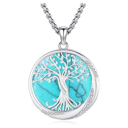 Eusense albero della vita collana in argento 925 ciondolo dell'albero della vita con turchese regali di gioielli per donne signore e ragazze