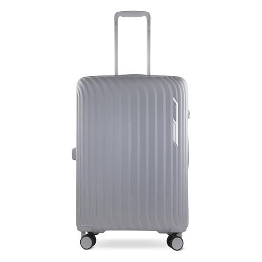 bugatti hera valigia rigida m con 4 ruote, valigia da viaggio leggera in grigio chiaro