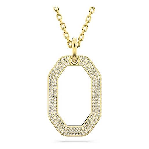 Swarovski dextera collana pendente, con pavé di cristalli Swarovski, forma ottagonale, placcata in tonalità oro, bianco