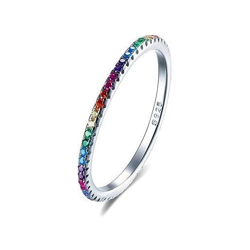 LES FOLIES DI PAOLA GRIECO anello veretta girodito multicolor in argento 925 rodiato - rainbow collection (us 4 - ita 7)