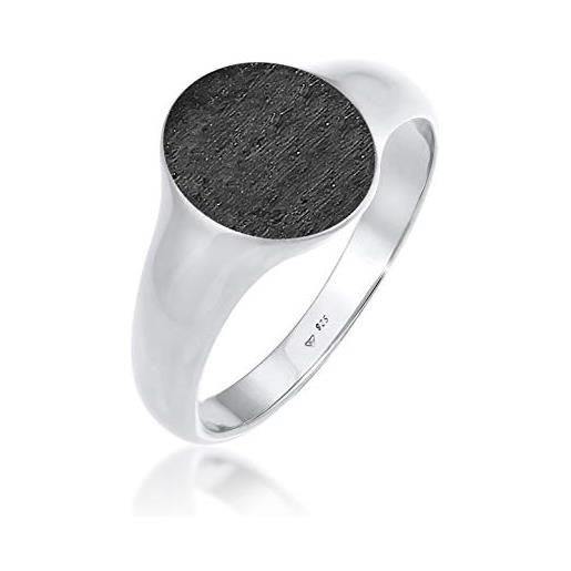 Kuzzoi - anello da uomo ovale, opaco, brunito, larghezza 12 mm, in argento sterling 925, lucido, anello per uomo di taglia 58, colore: nero e argento, 24, colore: argento