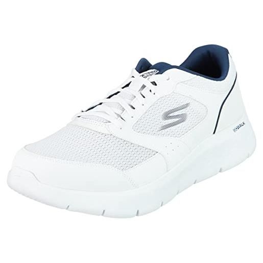 Skechers go walk flex, sneaker uomo, white blue, 40 eu