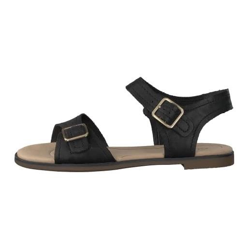 Clarks bay primrose, sandali con cinturino alla caviglia donna, nero (black leather-), 37 eu