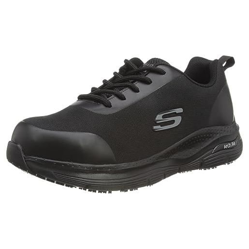 Skechers arch fit sr ringstap, scarpe da lavoro uomo, black textile synthetic, 45 eu