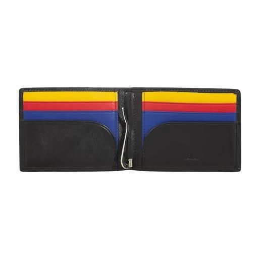 DuDu portafoglio da uomo con clip fermasoldi, piccolo portafoglio sottile compatto con protezione rfid, porta carte di credito e zip posteriore nero