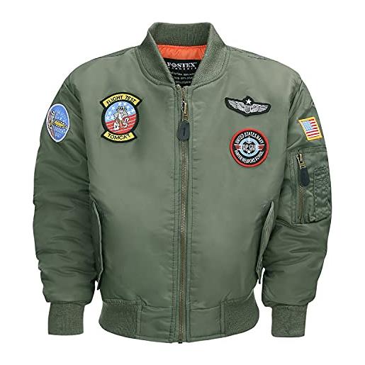 Fostex Garments bomber militare verde ma-1 imbottito da bambino con patch flight jacket usaf