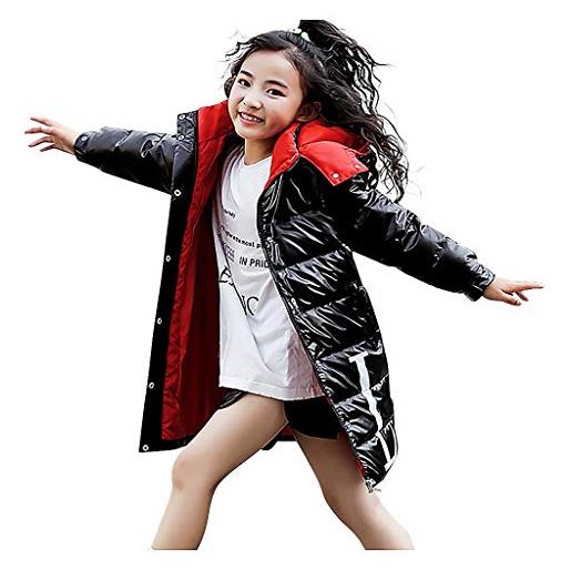 Jimmackey- Bambina unisex cappotto con cappuccio impermeabile giacca per ragazzi ragazze cotone imbottito giubbotto zip up impermeabile inverno parka traspirante