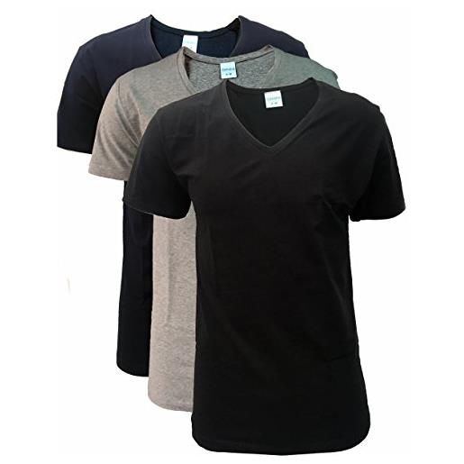 GARDA 3 t-shirt uomo mezza manica scollo a v cotone elastico ginni art. 2051 (bianco, 7)