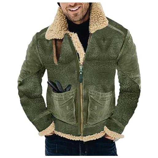Generico giacca uomo jacket in ecopelle giubbotto anti caldo casual multitasche vintage da moto giacca invernale uomo bomber pelle donna casual e confortevole