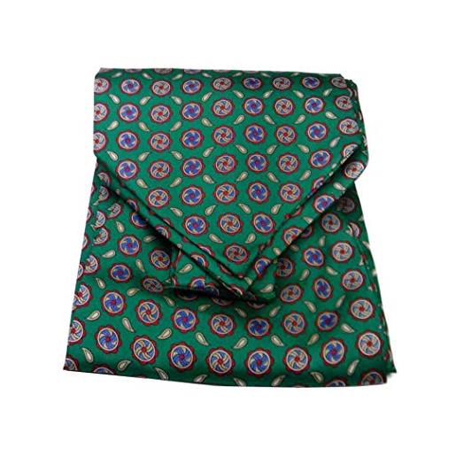 Avantgarde ascot seta uomo verde foulard cashecol e possibile fazzoletto da tasca abbinato colore verde smeraldo