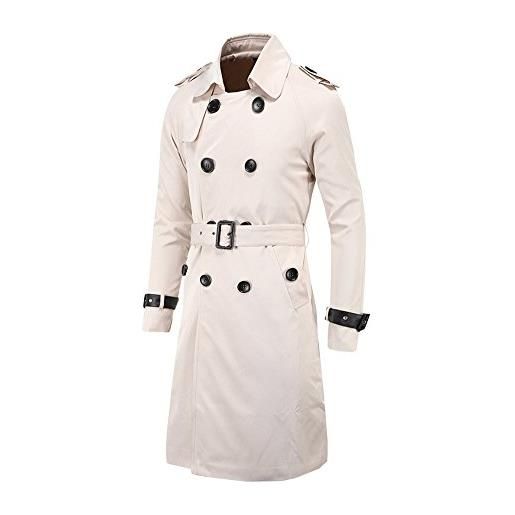 DianShao uomo windbreaker cappotto trench giacche moda giacca maniche lunghe con cinture marina militare xl