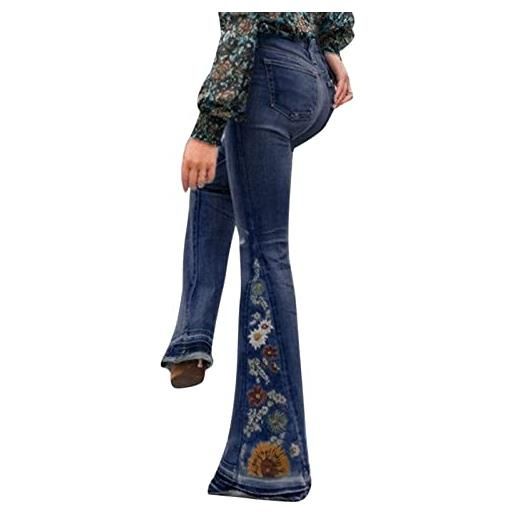 NOAGENJT pantaloni donna vita alta pantaloni donna invernali caldi jeans pantaloni donna eleganti jeans a zampa donna neri gancio e occhiello a-e 23.99