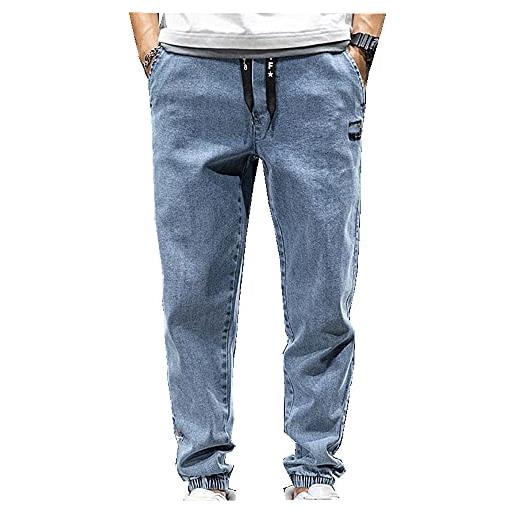 N\P np primavera estate jeans uomo streetwear denim jogger pantaloni, blu, l