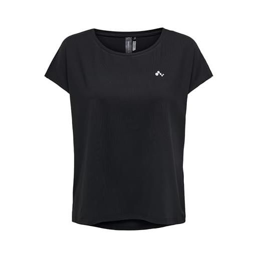 Only onpaubree ss loose training tee-opus camicia sportiva, nero (black black), x-small donna