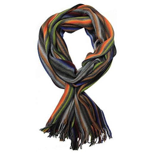 Rotfuchs sciarpa di lana xxl oversize a strisce multicolore made in germany 220 x 32 cm