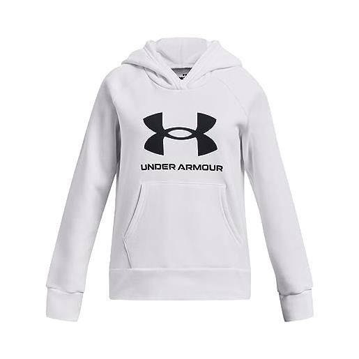Under Armour girls' standard rival fleece big logo hoodie, (100) white / / black, x-small