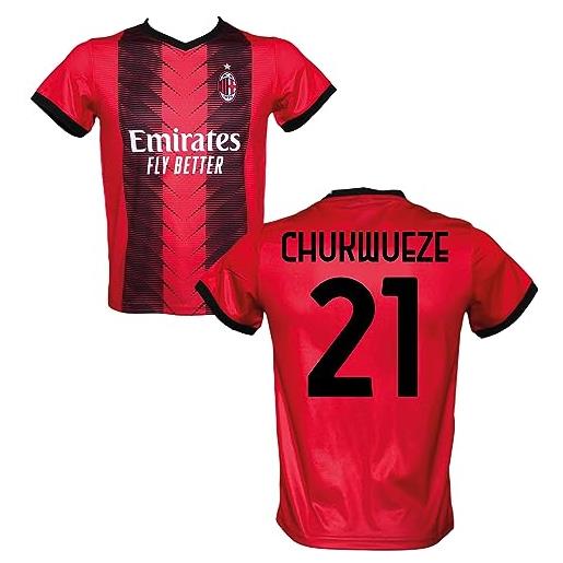 Generico maglia calcio chukwueze 21 rossonera stagione 2023/2024 replica autorizzata taglie da bambino e adulto. (12 anni)