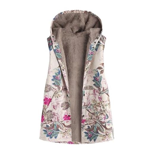 tinetill gilet in pile da donna autunno inverno caldo gilet senza maniche elegante senza maniche vintage retro stampa giacca ampia gilet in pile gilet in peluche gilet outwear