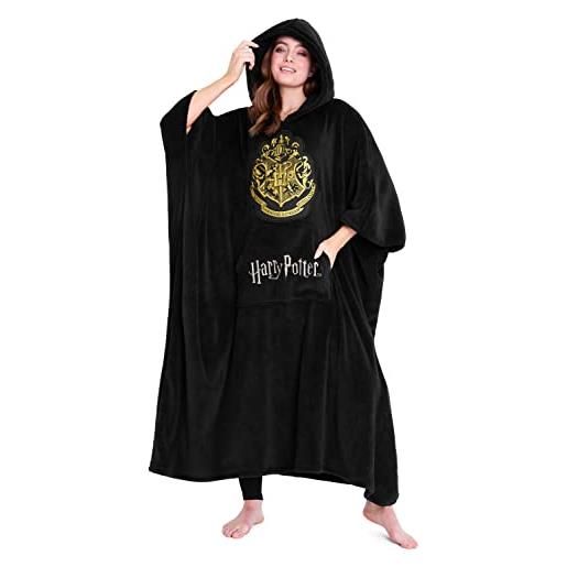 Harry Potter felpa donna felpa coperta con cappuccio felpe oversize taglia unica (nero lungo)