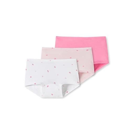 Schiesser 3 pack shorts intimo, rosa bianco con fantasia, 104 (pacco da 3) bambine e ragazze