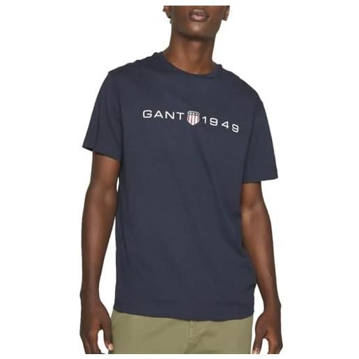 GANT t-shirt stampata con grafica ss, blu-evening blue, xxl uomo