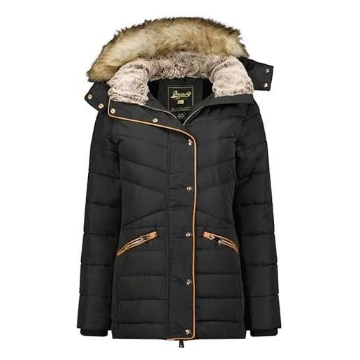 Geographical Norway ajuju lady - giacca donna imbottita calda autunno-invernale - cappotto caldo - giacche antivento a maniche lunghe e tasche - abito ideale (nero xl)
