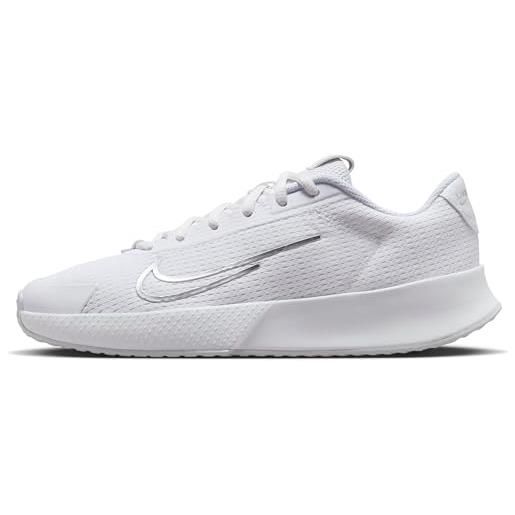 Nike court vapor lite 2, scarpe da ginnastica donna, white metallic silver pure platinum, 43 eu
