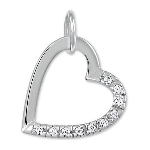 Brilio ciondolo white gold pendant heart with crystals 249 001 00494 07 sbr1899 marca, estándar, metallo, nessuna pietra preziosa
