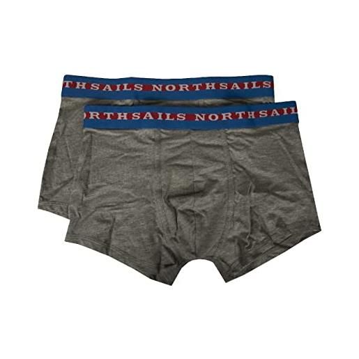 NORTH SAILS confezione 2 boxer parigamba uomo elastico a vista underwear articolo ns01utr04 bicolor tape boxer bipack, melange grey, 54
