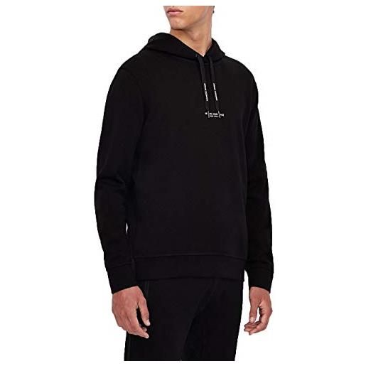 Armani exchange pull-over hooded sweatshirt with front back logo, felpa con cappuccio, 