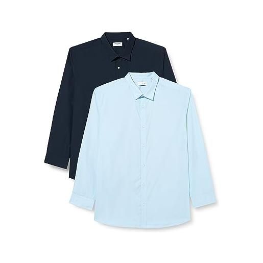 JACK&JONES PLUS jjjoe-maglietta ls 2 pack mp pls camicia casual da uomo, nero/confezione: bianco, 5xl