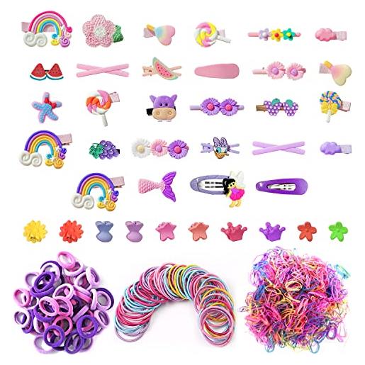 TIMJJG set di accessori per capelli 638 pezzi, copricapo per ragazze, fasce in gomma elastiche, fermagli a pressione per bambini per bambini. 